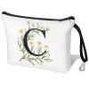 LANJU Initial Letter Bag Letter Makeup Bag for Women Initial Cosmetic Bag A-Z Personalized Makeup Bag Travel Makeup Bag,Initial Cosmetic Bag Gifts (white C) view 1