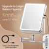FASCINATE 5000mAh Rechargeable Wall Mounted Makeup Mirror, 8.7" Double Sided Touch Switch 1X 20X Rectangle Wall Mounted Magnifying Mirror with Light, 3 Color Setting, Extended Arm 360 Foldable Chrome view 2