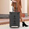 LyeXD Professional Rolling Makeup Train Case,3-Tiers Trolley Train Case Travel Cosmetic Organizer w/Sliding Drawers, Large Cosmetic Trolley w/Locks Travel Cosmetic Train Case for Makeup Artists,Black view 2