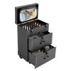 LyeXD Professional Rolling Makeup Train Case,3-Tiers Trolley Train Case Travel Cosmetic Organizer w/Sliding Drawers, Large Cosmetic Trolley w/Locks Travel Cosmetic Train Case for Makeup Artists,Black view 3
