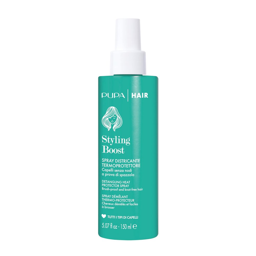 Pupa Milano Styling Boost Detangling Heat Protector Spray - Hydrate and Protect Hair with Jojoba Oil and Shea Butter - Strengthens Hair - 5.07 oz