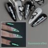 Halloween Nail Stickers Glow in The Dark Fluorescent Design Nail Stickers Self Adhesive DIY Nail Arts Tips for Women's Nail Arts Nail Glitters for Acrylic Nails (White, One Size) view 3