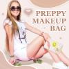 58 Pcs Preppy Makeup Bag Set Aesthetic Cosmetic Bag Travel Makeup Pouch Toiletry Bag 7 Heishi Surfer Bracelets with 50 Cute Stickers for Women Girls Teens Gifts view 2