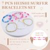 58 Pcs Preppy Makeup Bag Set Aesthetic Cosmetic Bag Travel Makeup Pouch Toiletry Bag 7 Heishi Surfer Bracelets with 50 Cute Stickers for Women Girls Teens Gifts view 4