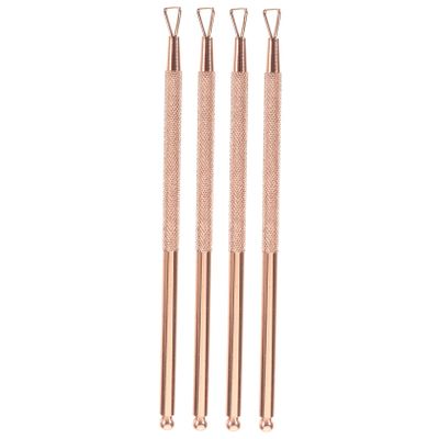 MERRYHAPY 4-piece Triangle Cuticle Pusher Set Stainless Steel Nail Art Pusher Tool Ergonomic Handle for Gel Removal