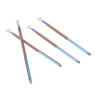 SOESFOUFU 4pcs Stainless Steel Cuticle Pusher Design Nail Art Remover Tool for Gel Polish and Cuticle Care Ergonomic Handle for Manicure and Pedicure Use Salons and Home