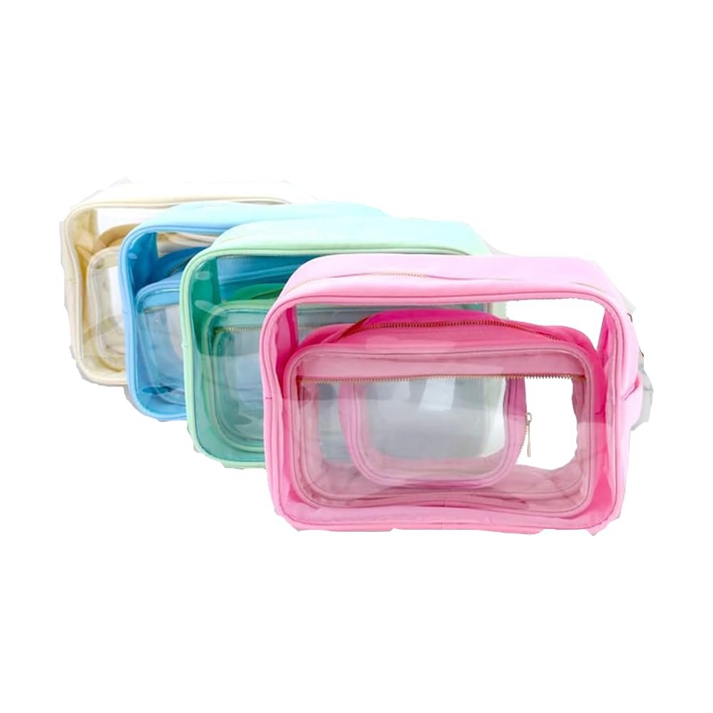 Clear Nylon Cosmetic Bag - Clear Nylon Pouch Cosmetic Pouch - Makeup Bag- Nylon Pouch Patches -Clear Travel Bag Small Mint