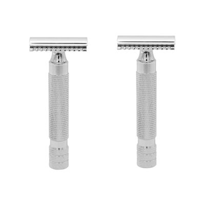 Beavorty 2pcs Men Razor Stainless Steel Double Shaver Safe Shaving for Men Pattern