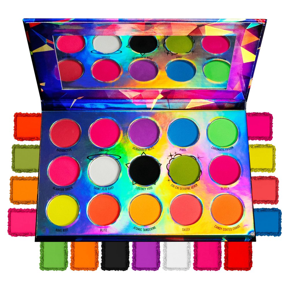 NEON PARTY MONSTER  Fluorescent UV Reactive Pressed Pigments Palette 15 colors