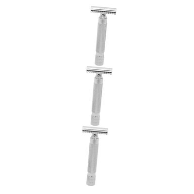 Beavorty 3pcs Double Safety Razor Men Stainless Steel Shaving Tool Gentle Face Razor for Sensitive Skin
