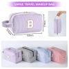 Huifen Personalized Initial Makeup Bag A-Z, Travel Toiletry Bag Preppy Make Up Bag Cosmetic Pouch Makeup Organizer for Women Birthday Christmas Gifts for Teen Girls Trendy Stuff (Purple, R) view 3