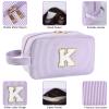 Huifen Personalized Initial Makeup Bag A-Z, Travel Toiletry Bag Preppy Make Up Bag Cosmetic Pouch Makeup Organizer for Women Birthday Christmas Gifts for Teen Girls Trendy Stuff (Purple, R) view 4