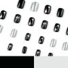 BAOYAALIN Black Silver Press on Nails Short Square Y2K Fake Nails with Silver Star Design Glue on Nails for Women Girls Acrylic False Nails Stick on Nails Press on Nail for Wedding 24Pcs view 3