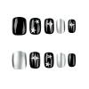 BAOYAALIN Black Silver Press on Nails Short Square Y2K Fake Nails with Silver Star Design Glue on Nails for Women Girls Acrylic False Nails Stick on Nails Press on Nail for Wedding 24Pcs view 4