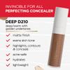 MIRABELLA - Invincible for All Perfecting Under-Eye Concealer, Full-Coverage Concealer for Dark Circles, Blemishes, Fine Lines & Wrinkles, Hydrating Makeup with Hyaluronic Acid, Deep D210 view 3