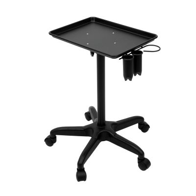 LyeXD Aluminum Instrument Salon Tray Cart,Adjustable Salon Service Tattoo Tray Rolling Trolley Cart with Wheels, Salon Hair Instrument Tray Mobile Storage Tray Utility Cart for Clinic Spa,Black