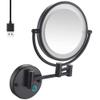 8" Wall Mounted Makeup Mirror with Lights LED 5x Wall Makeup Vanity Mirror Double Sided,Touch Button and Adjustable Light,Shaving Makeup in Bedroom or Bathroom USB RechargeBlack ( Color : Black ) view 1