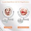 8" Wall Mounted Makeup Mirror with Lights LED 5x Wall Makeup Vanity Mirror Double Sided,Touch Button and Adjustable Light,Shaving Makeup in Bedroom or Bathroom USB RechargeBlack ( Color : Black ) view 2
