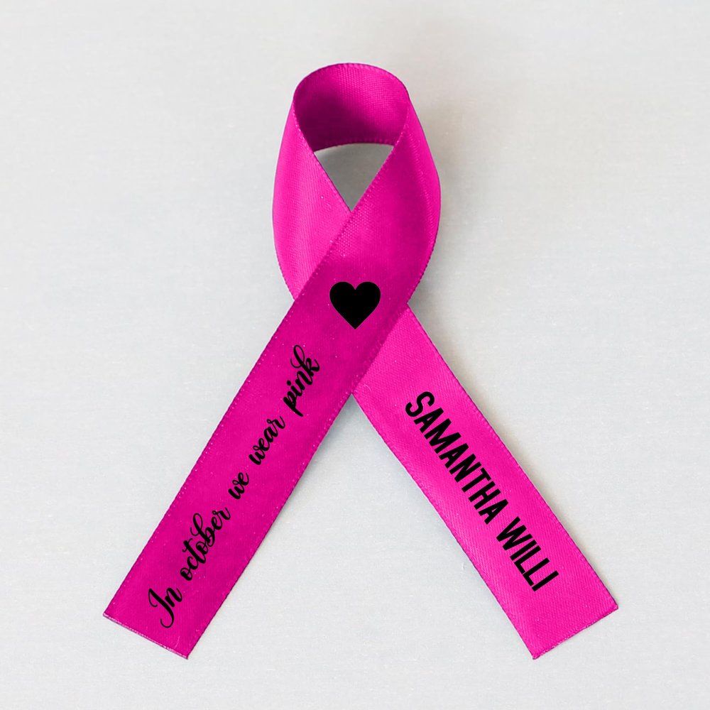 25pcs Personalized Ribbon Breast Cancer, Breast Cancer Awareness, Custom Name Pink Ribbons Breast Cancer Awareness P01