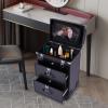 BINELUCOLU Rolling Makeup Train Case, 3 Layer Professional Cosmetic Organizer Box with Drawers Dividers Travel Case Trolley Makeup Case for Makeup Nail Art Hair Styling view 2