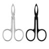 2 pcs Tweezers Scissor Handle, Straight Tip Scissor Shaped Eyebrows Tweezers, Stainless Flat Hair Plucker for Women Man Remover Facial Hair Eyebrows Care (Silver and Black) view 1