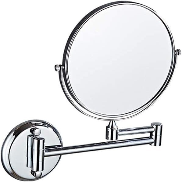 RomildaYuan Beauty Double Mirror Swivel Magnification Punch Free Antirust Bathroom Mirror Flexible Detachable Waterproof Tri-Fold Design for Wall Elegance