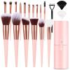 Makeup Brush Set, 17PCs Makeup Brushes with Foundation Eyebrow Blending Concealer Blush Eyeshadow Contour Lash Powder Brush, Make Up Brushes Kit with Organizer Travel Case (Medium, Pink) view 1