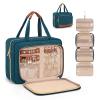 Wedama Toiletry Bag for Women, Hanging Travel Toiletry Bag with Jewelry Organizer Compartment Large Makeup Bag, PVC Waterproof Cosmetic Travel Bag for Travel Business Trips Camping Bathroom, Blue view 1