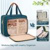 Wedama Toiletry Bag for Women, Hanging Travel Toiletry Bag with Jewelry Organizer Compartment Large Makeup Bag, PVC Waterproof Cosmetic Travel Bag for Travel Business Trips Camping Bathroom, Blue view 3