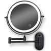 8" LED Wall Mounted Makeup Mirror Black, Upgrade Auto Off LED Shaving Mirror Touch Screen Adjustable Light Double Sided 1X/5X Magnifying Powered by 4 x AAA Batteries (Not Included) (1x/5x) ( Color : 1 view 1