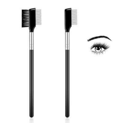 Eyelash Comb with Metal Teeth, 2 Pack Multi-purpose Lash Comb Resuable Eyelash Separator Tool Professional Eyebrow Brush Grooming Eyelash Brush with Wood Handle Eye Makeup Brush Tool for Women