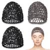3 Pack Hair Nets Cap Mesh Crochet Sleeping Hairnet Rayon Knit Snood Hat Cover Short Hair Cover Mesh Wrapping Crochet Wave Cook Hats Rayon Cover Hair Wraps for Ballet Women(Grey/Black) view 1