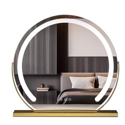 40/50/60cm Large Vanity Makeup Mirror With Lights, 3 Color Lighting Modes | Lighted Up Mirror With Dimming LED Halo For Dressing Room & Bedroom Tabletop, Touch Control LED Mirror ( Color : gold , Size