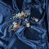 4Pcs Crystal Bride Hair Comb Handmade Wedding Hairpin Pearl Floral Leaf Hair Accessories for Women Wedding (Gold,light green) view 3