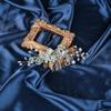 4Pcs Crystal Bride Hair Comb Handmade Wedding Hairpin Pearl Floral Leaf Hair Accessories for Women Wedding (Gold,light green) view 4