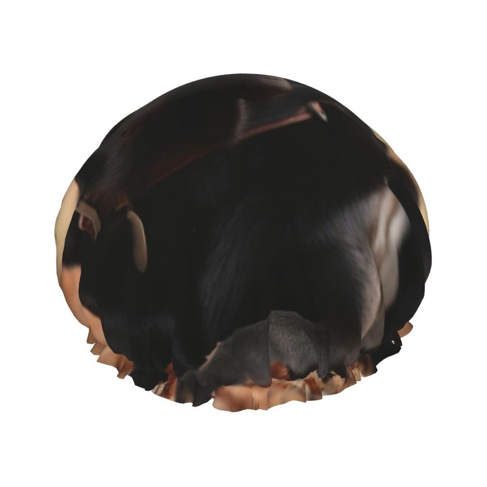 cute Labrador Dog Printed Shower Cap for Women Waterproof Bath Caps Reusable Double Layered Shower Hat Bathing Shower Caps for Men Ladies Spa Salon