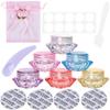 40 Pcs Empty 5 Grams Acrylic Clear Round Jars Sample Empty Container Plastic Travel Pot Jar Lip Balm Pots With Lids 2 Mini Spatulas For Cosmetics Acrylic Powder Jars With Lids Labels view 1