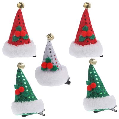 10 Pcs Christmas Santa Hat Hair Clips Mini Santa Hat Hair Barrette Christmas Alligator Hair Clips for Women Sequin Womens Hair Accessories Decorative Barrette