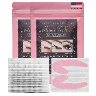 Beth Bender Beauty Eye Candy Eyeliner Stencil | Cat Eyeliner Stencil | Made in USA | Cruelty Free & Vegan (Pack of 2-48 Stencils)