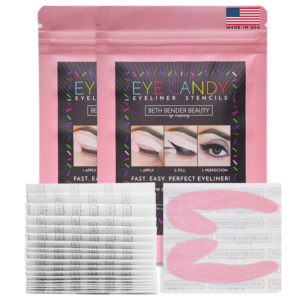 Beth Bender Beauty Eye Candy Eyeliner Stencil | Cat Eyeliner Stencil | Made in USA | Cruelty Free & Vegan (Pack of 2-48 Stencils)