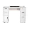 Drexel Manicure Table Tufted Side Panel Nail Desk with Marble Top, Modern White Diamond view 2