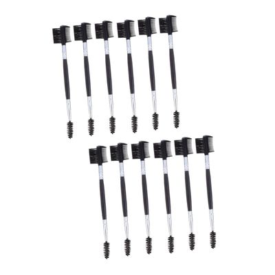 Beavorty 12pcs Eyelash Comb Brush Eyebrow Makeup Brush Grooming Eyebrow Tool Double Head Lash Combs Makeup Tool for Daily Use