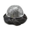 Toupee For Men Human Hair System Replacement Full Poly Skin Hairpiece Injected PU 8x10 Male Prosthesis Durable Wigs 7"X9"#60RY All Gray-120% Medium Light to Medium Density view 4