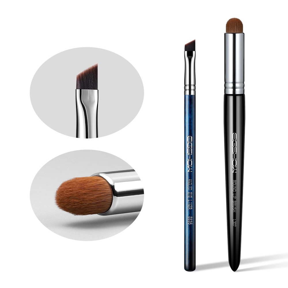 EIGSHOW Eyeliner Brush Fine Angled &Lip Brush PRO Precision Gel Eye Liner Makeup Brush Lip Smudge Brush Round head for Gloss Lipstick, Multi-purpose Makeup Blending Applicator, Reusable
