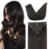 Pobokix Straight Clip In Hair Extensions Real Human Hair 8Pcs Clip In Dark Brown Human Hair Extensions with 18Clips Lace Weft 120g 22inch view 1
