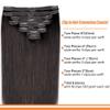 Pobokix Straight Clip In Hair Extensions Real Human Hair 8Pcs Clip In Dark Brown Human Hair Extensions with 18Clips Lace Weft 120g 22inch view 3