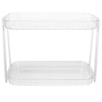 Alipis Countertop Storage Holder Double Transparent Makeup Organizer for Bathroom Dressing Table Vanity for Skincare and Toiletries Easy to Clean Stylish Decor
