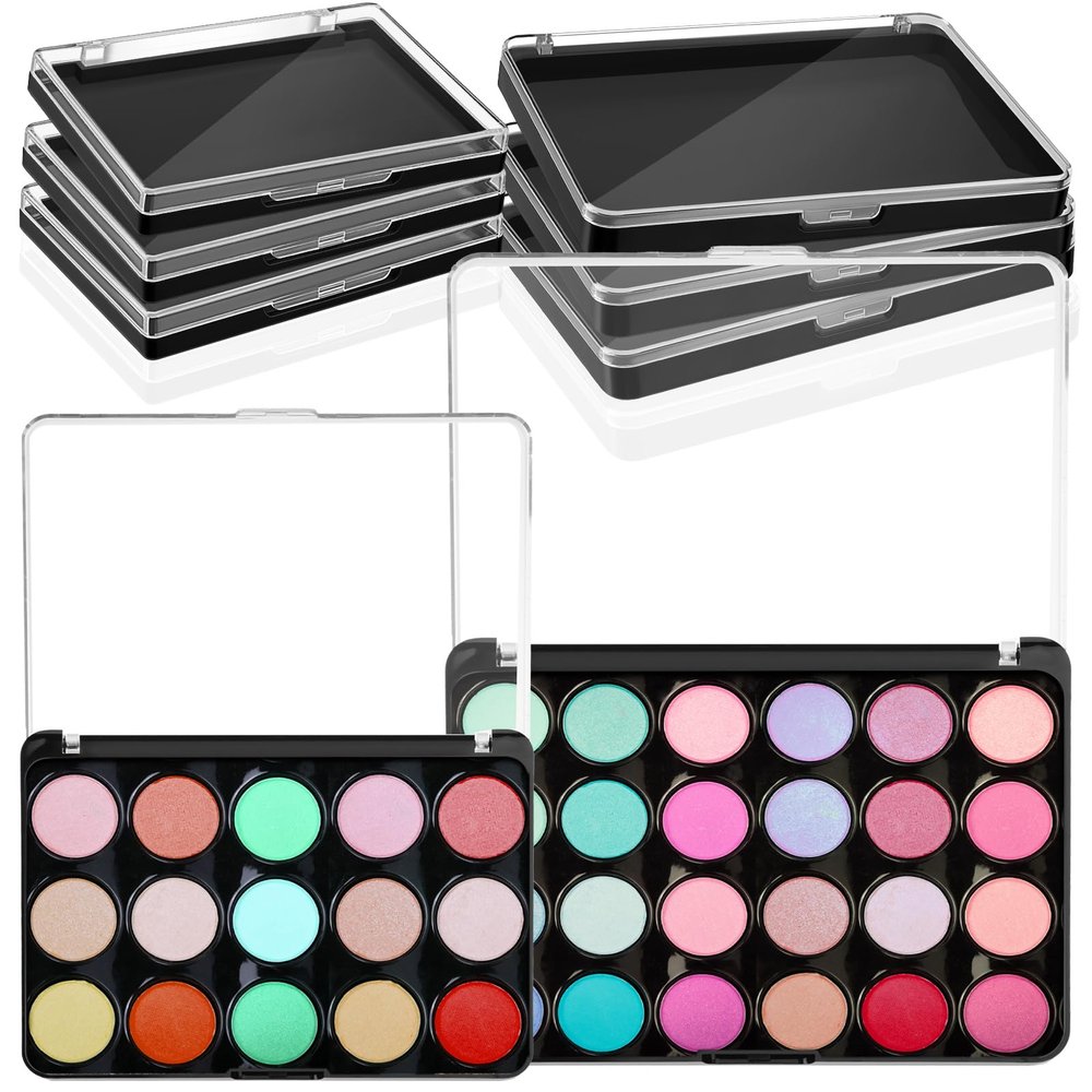 Ziliny 6 Pcs Empty Magnetic Makeup Palette with Clear Top Eyeshadow Palette Travel Makeup Pan DIY Dispensing Storage Box for Eyeshadow Lipstick Blush Powder Pigment, 2 Sizes