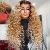 13X4 Honey Blonde Lace Front Wig Transparent Hd Lace Frontal Wig Preplucked Curly Human Hair Wigs For Women Natural Color 8inches#13x4 Frontal Wig 180 view 2