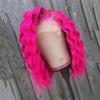 13X4 Pink Blue Deep Wave Wig Ginger Blue Lace Front Bob Wigs Full Lace Frontal Human Hair Wig For Women Hot pink Wig 8inches#13x4 Frontal Wig 150 view 4